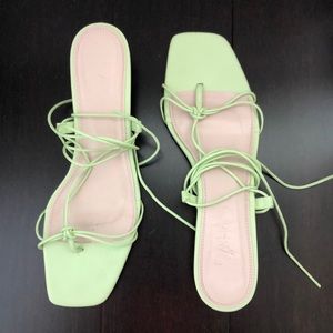 Zara sea green kitten heel sandal